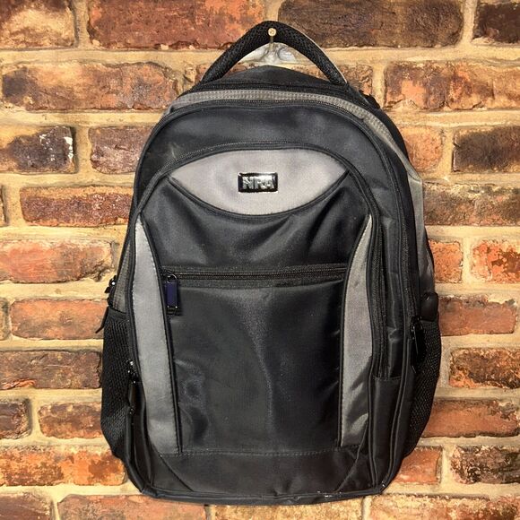 NRA Logo Backpack Tan And Black With 4 Compartments And Water Bottle Holder - Picture 1 of 10